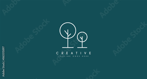Tree vector icon. Nature trees vector illustration logo design.