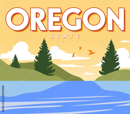 Oregon state with green grass and trees