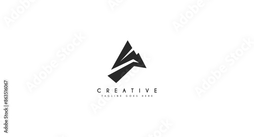 Initial Letter S summit mountain peak logo design vector illustration.