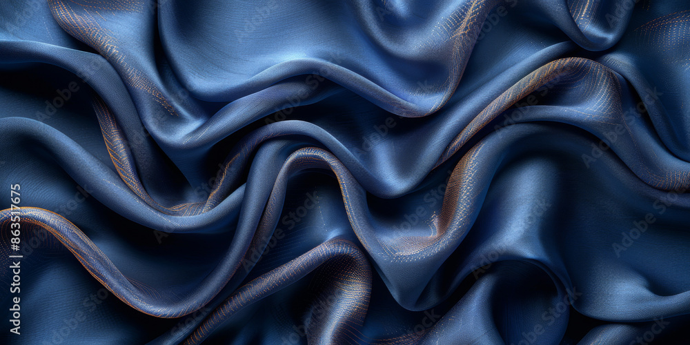 navy blue elegant abstract background silk satin fabric nice folds beautiful dark blue background wavy lines copy space navy blue elegant abstract background silk satin fabric nice folds beautiful dark blue background wavy lines copy space