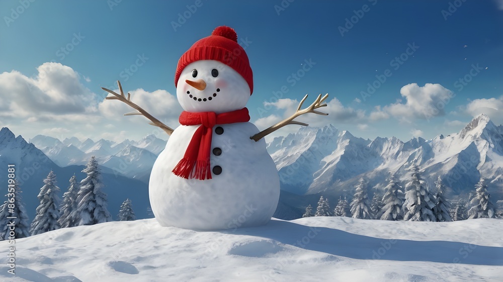 Obraz premium snowman of blue sky