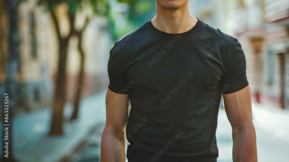 Closeup of a Man in a Black T-Shirt Closeup of a Man in a Black T-Shirt