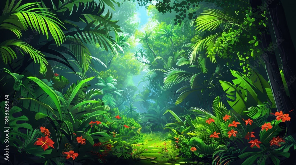 Obraz premium Rainforest with Wild Plants