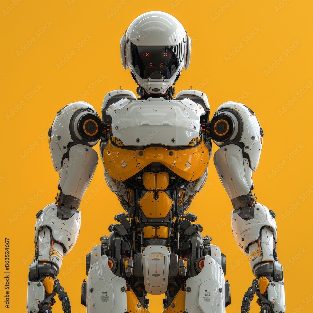 Fototapeta premium Futuristic Humanoid Robots in Sync