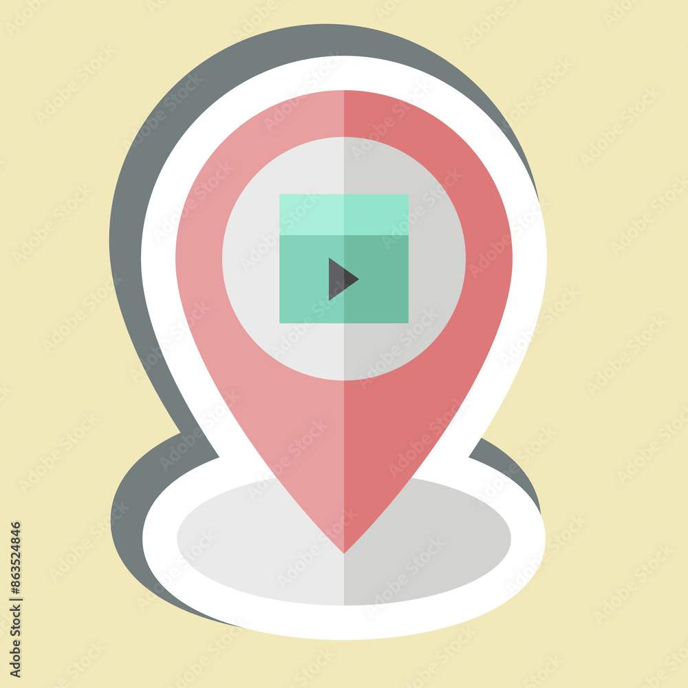 Sticker Location. related to Cinema symbol. simple design illustration Sticker Location. related to Cinema symbol. simple design illustration