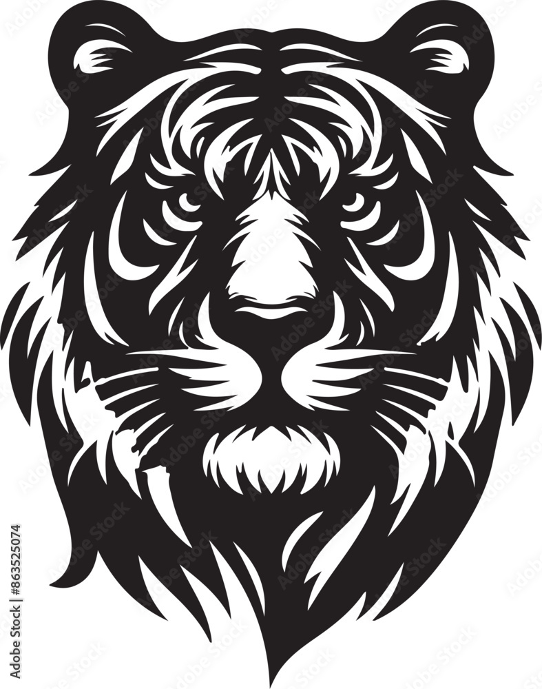 Tiger head vector illustration with white background.
Tiger head vector illustration with white background.