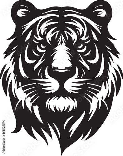 Tiger head vector illustration with white background.
