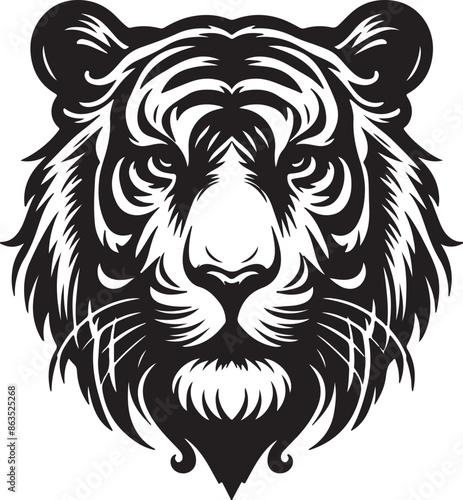 Tiger head vector illustration with white background. 