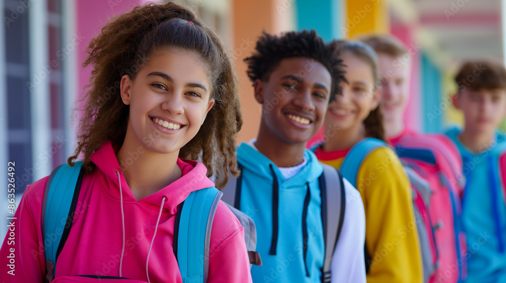 School Spirit Day - Students dressed in school colors and spirit gear, back to school, hd, spirited with copy space School Spirit Day - Students dressed in school colors and spirit gear, back to school, hd, spirited with copy space
