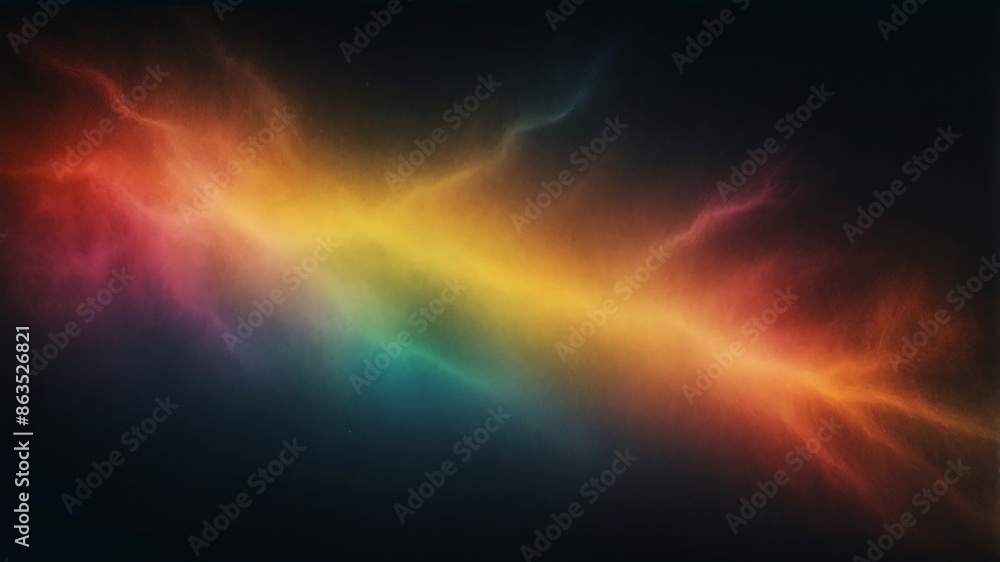 Blur colorful warm rainbow light leaks on black background with dust texture. Defocused abstract damaged scratched retro film analog effect for using over photos as overlay or screen filter Blur colorful warm rainbow light leaks on black background with dust texture. Defocused abstract damaged scratched retro film analog effect for using over photos as overlay or screen filter