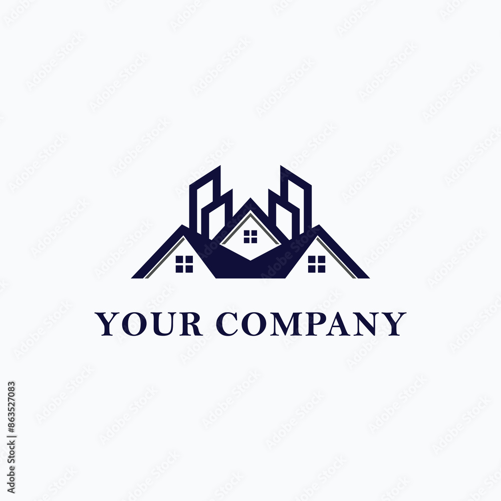 house building flat design icon logo house building flat design icon logo
