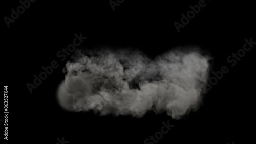 Tire burnout smoke isolated on black background with alpha channel
