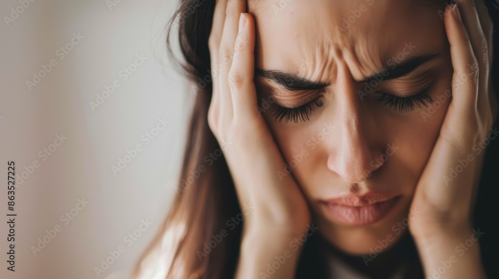 photo of woman feel headache photo of woman feel headache