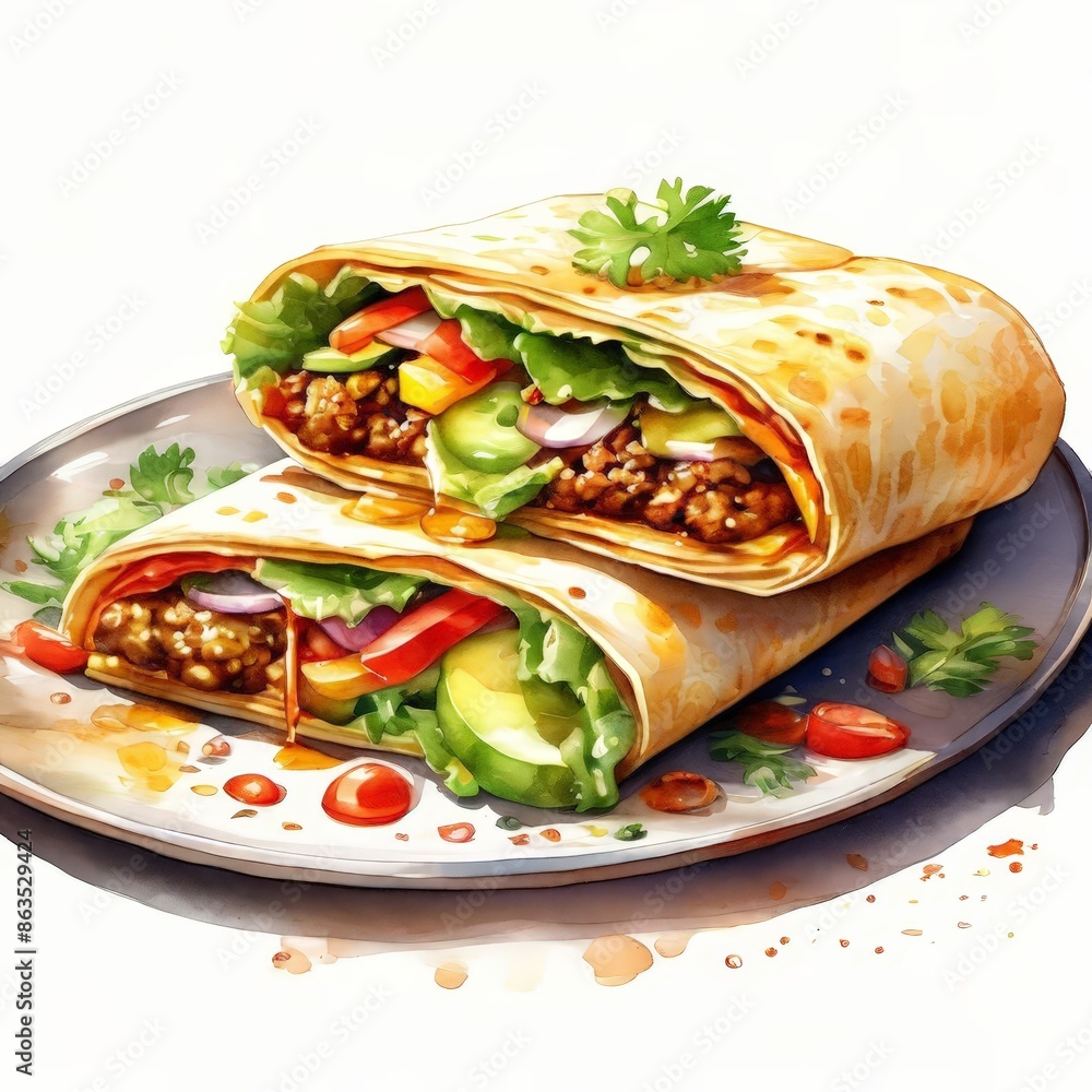Delicious Mexican Burrito on a Plate. Delicious Mexican Burrito on a Plate.