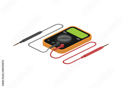 Multimeter. AVO meter. Simple flat illustration in isometric view.