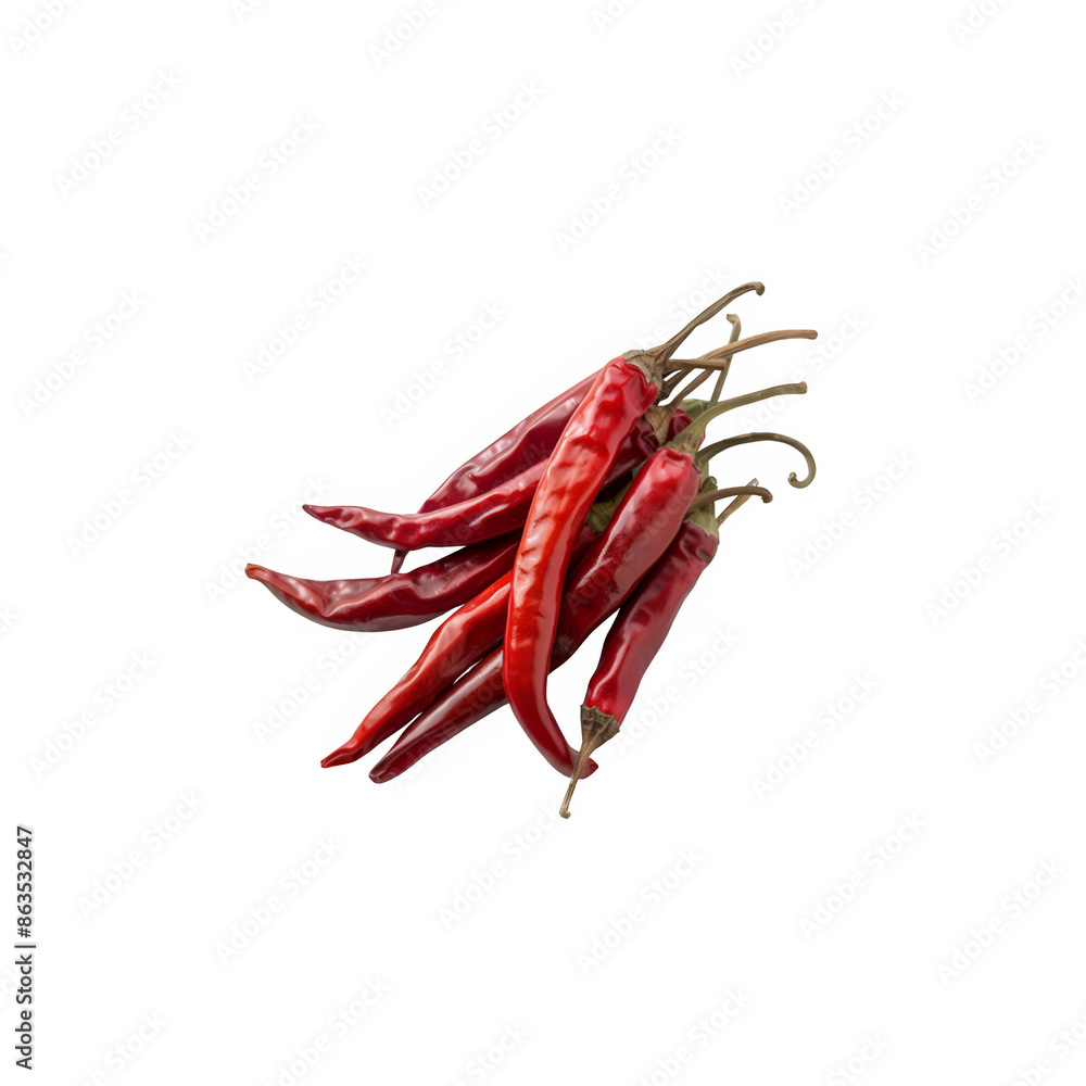 Vibrant Red Thai Chili Peppers Isolated on White Background Vibrant Red Thai Chili Peppers Isolated on White Background
