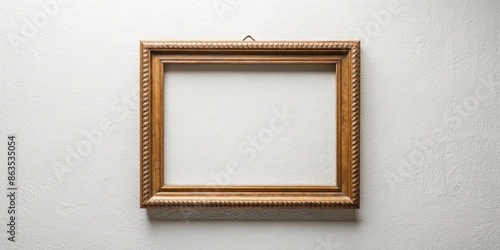 Empty picture frame hanging on a white wall, blank, interior, decoration, home, design, minimalistic, frame, wall decor, art © surapong