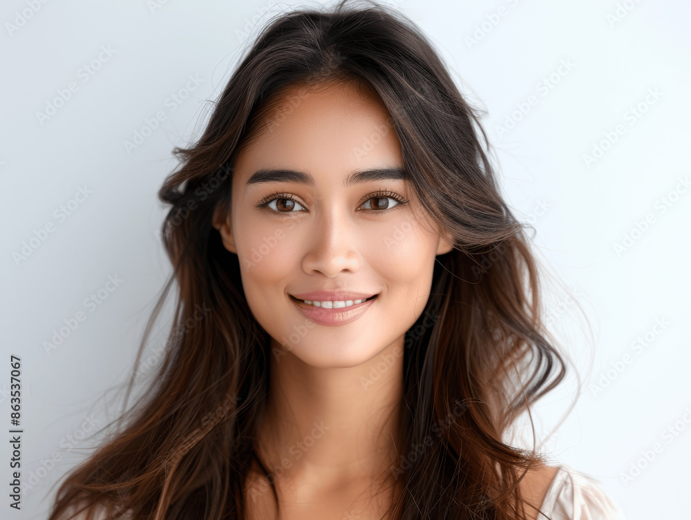 Closeup Portrait of Beautiful Smiling Young Asian Indian Woman with Clean Teeth for Dental Ad Isolated on White Background Closeup Portrait of Beautiful Smiling Young Asian Indian Woman with Clean Teeth for Dental Ad Isolated on White Background