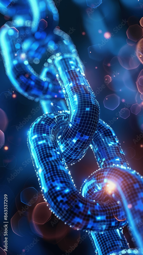 Hyper realistic vibrant blockchain technology for secure transparent voting systems ensuring election integrity and confidentiality with high resolution digital blue chain and bokeh effect Hyper realistic vibrant blockchain technology for secure transparent voting systems ensuring election integrity and confidentiality with high resolution digital blue chain and bokeh effect