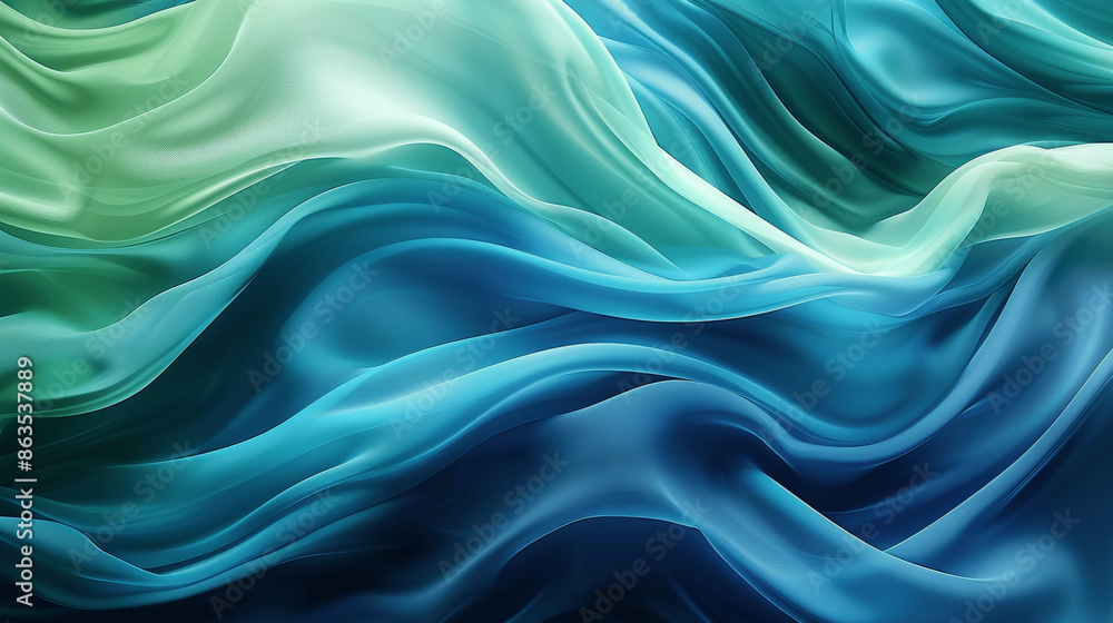 Luxury Silk Satin Background with Blue and Green Waves, Soft Elegant Folds, and Subtle Gradient Design Banner Luxury Silk Satin Background with Blue and Green Waves, Soft Elegant Folds, and Subtle Gradient Design Banner