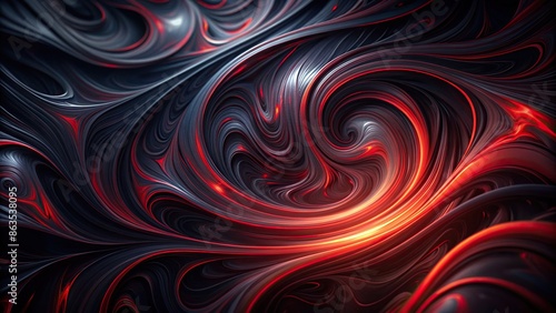 Dark abstract vision of swirling black and red shapes , darkness, abstract, vision, imagination, expression, artistic