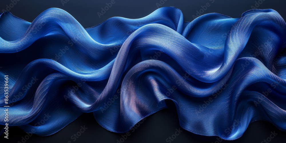 Fototapeta premium effect wave liquid design your space copy background elegant blue dark pleats soft wavy fabric shiny background texture satin silk blue dark background abstract blue black 