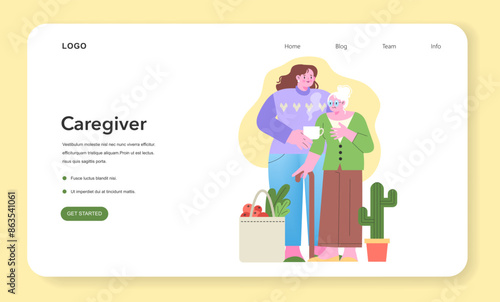 Caregiver concept. Vector illustration.