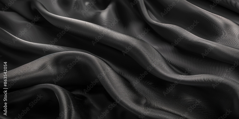 Obraz premium design your space copy background elegant black fabric folds soft beautiful background texture satin silk black background black abstract