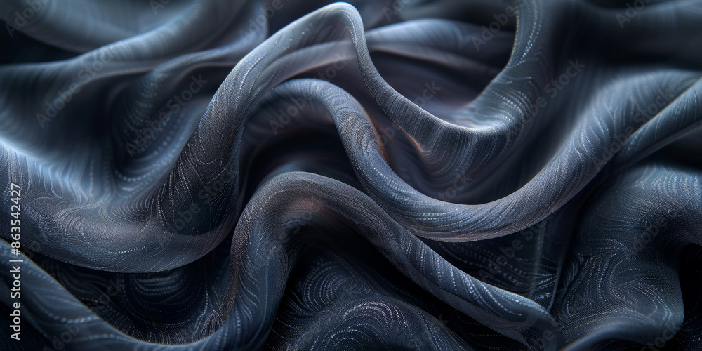 Obraz premium design your space copy background elegant black fabric folds soft beautiful background texture satin silk black background black abstract 