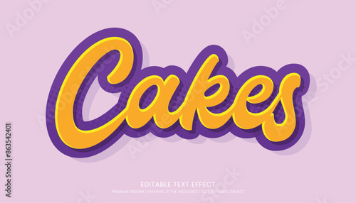 cakes editable food text effect template 3d bold typography style, food logo and fast food brand