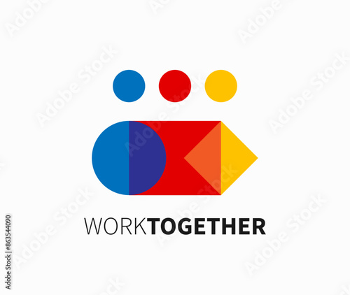 Creative Three People 3 Blending Color Shapes Lines icon illustration