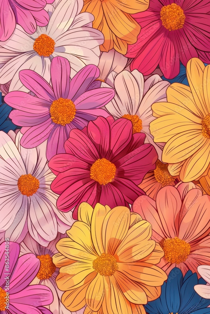 custom made wallpaper toronto digitalFlower background, multicolored gerbera flower,