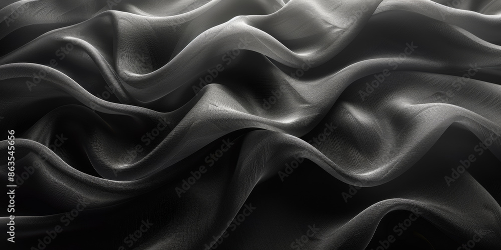 Fototapeta premium design your space copy background elegant black fabric folds soft beautiful background texture satin silk black background black abstract 