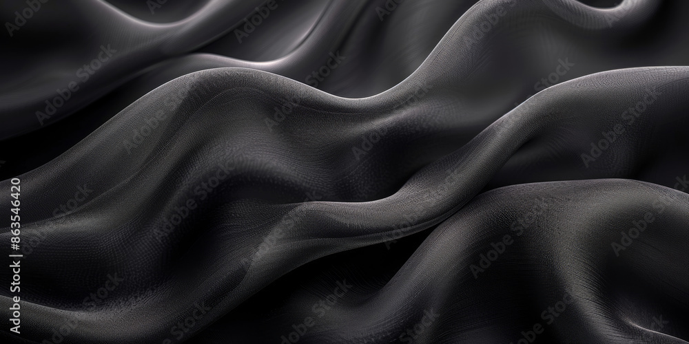 Obraz premium design your space copy background elegant black fabric folds soft beautiful background texture satin silk black background black abstract 