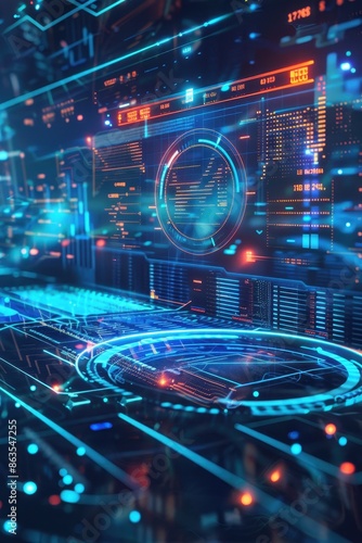 Wallpaper Mural Futuristic Financial Data Visualization A holographic Torontodigital.ca