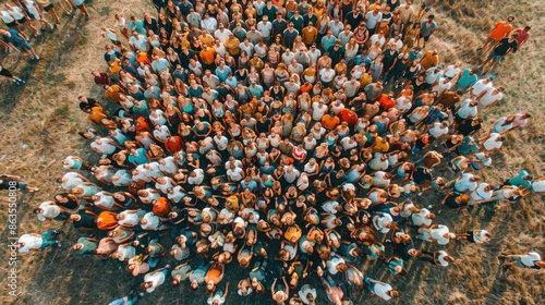 People of all ages and races come together to form a human circle, symbolizing unity and hope for the future of our planet. AIG535 photo