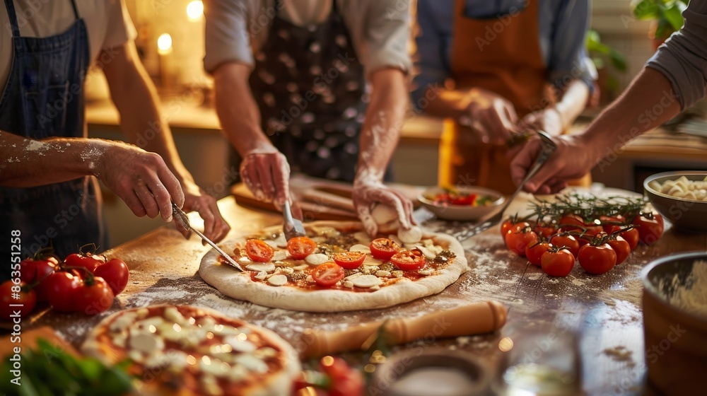 Artisanal Pizza Party Friends Uniting Over Handmade Dough and Fresh Toppings in a Cozy Setting Celebrating Togetherness and Culinary Creativity Artisanal Pizza Party Friends Uniting Over Handmade Dough and Fresh Toppings in a Cozy Setting Celebrating Togetherness and Culinary Creativity