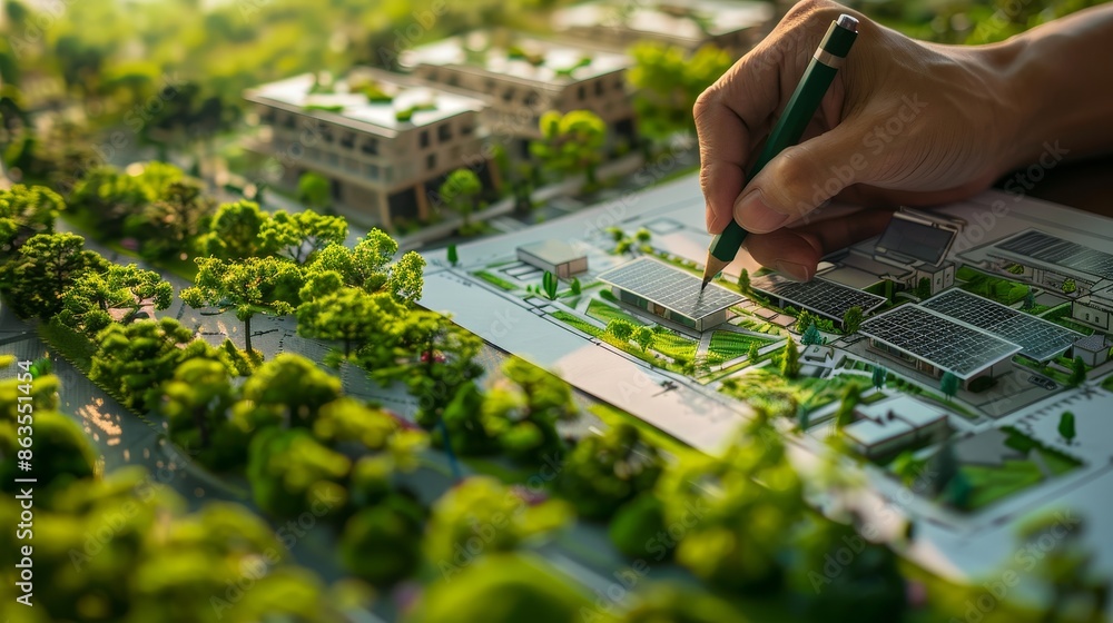 Green Dreams Architect Designing Sustainable City with EcoFriendly Features Solar Panels Green Roofs and Urban Planning Concepts Green Dreams Architect Designing Sustainable City with EcoFriendly Features Solar Panels Green Roofs and Urban Planning Concepts