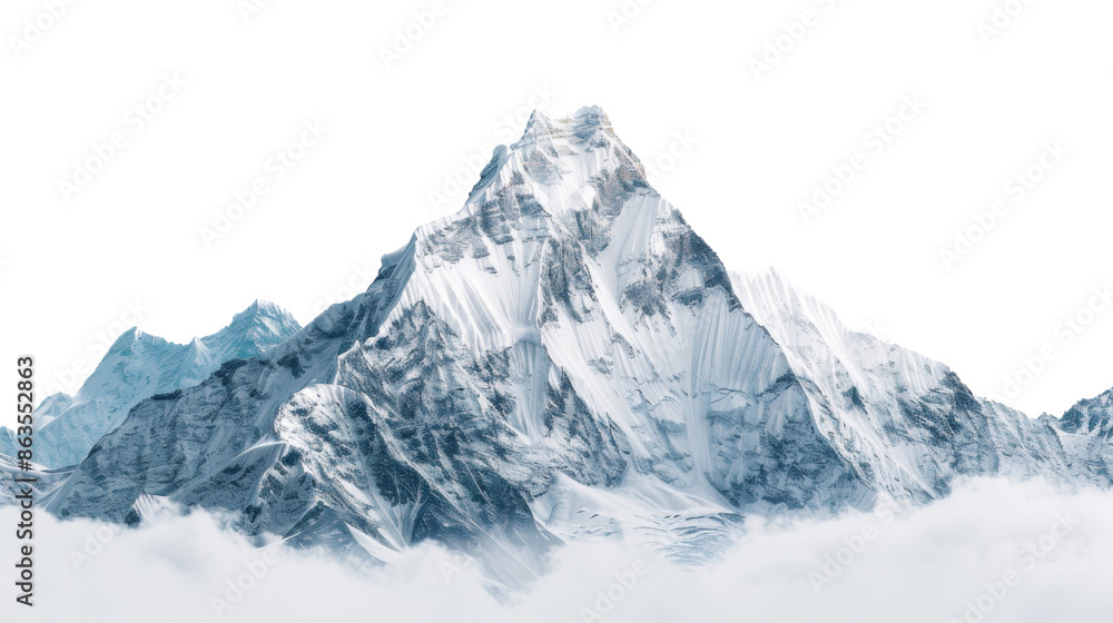 Snow-capped rugged mountains on transparent background Snow-capped rugged mountains on transparent background