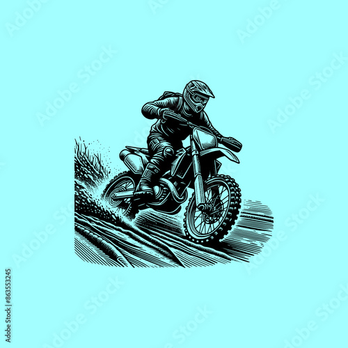 man riding motorcycles track off road vector illustration