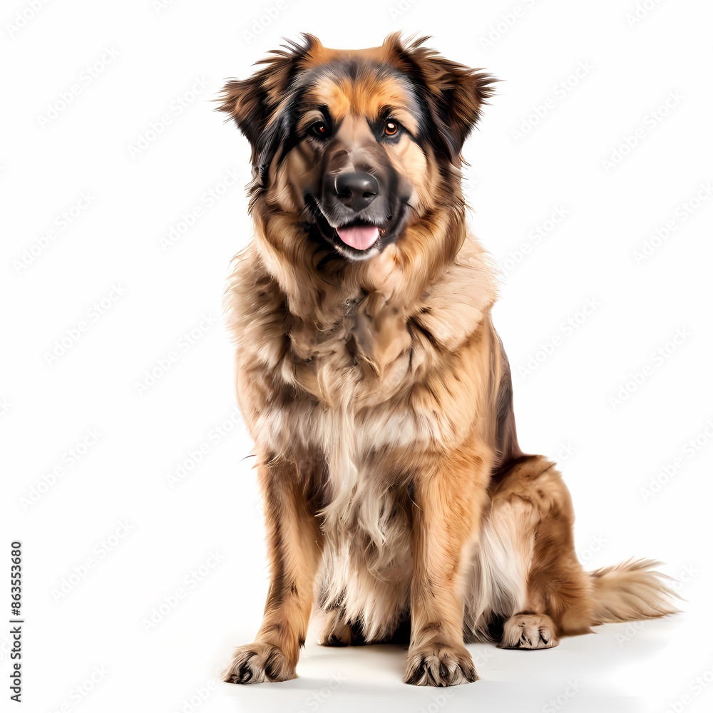 Greek shepherd dog breed standing against white background, AI Generated Greek shepherd dog breed standing against white background, AI Generated