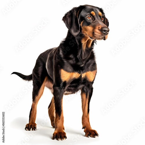 Greek harehound dog breed standing against white background, AI Generated