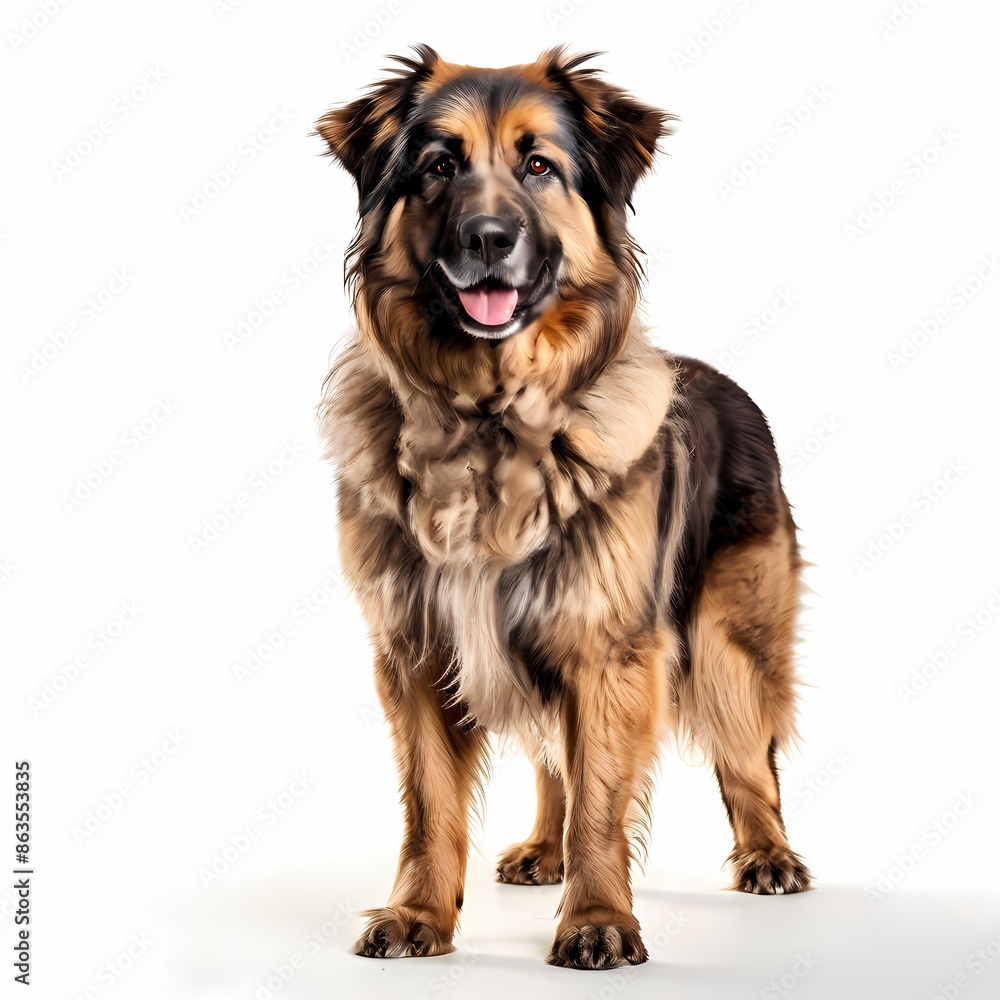 Greek shepherd dog breed standing against white background, AI Generated Greek shepherd dog breed standing against white background, AI Generated