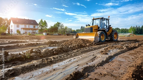 Wallpaper Mural Compactor machine compacting dirt on a large construction project Torontodigital.ca