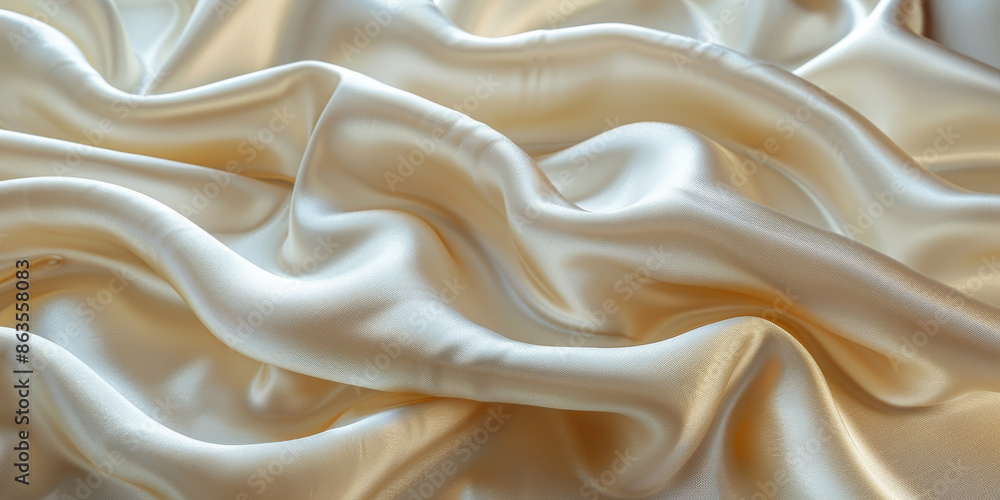 Fototapeta premium pattern Background fabric silk ivory Texture bride silky curve glossy satin affectionate industry drapery wave seductive bedding white fashion clothes drape curtain shiny clothing material depth 