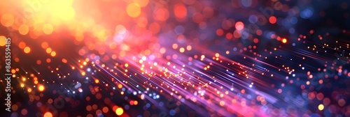 Digital technology abstract background with blurred lights and moving lights, in the style of precisionist lines