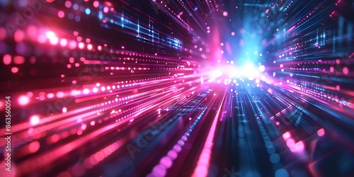 Digital technology abstract background with blurred lights and moving lights, in the style of precisionist lines