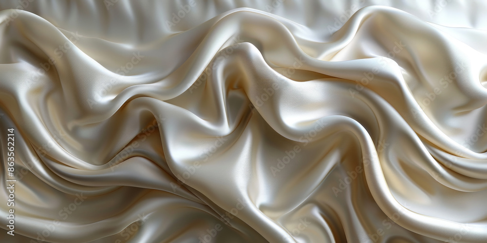 Obraz premium pattern Background fabric silk ivory Texture bride silky curve glossy satin affectionate industry drapery wave seductive bedding white fashion clothes drape curtain shiny clothing material depth 