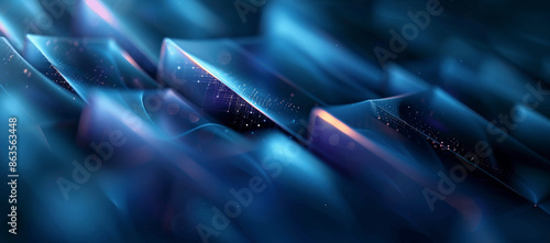 Abstract Digital Blue Background with Geometric Shapes and Cinematic Light photo