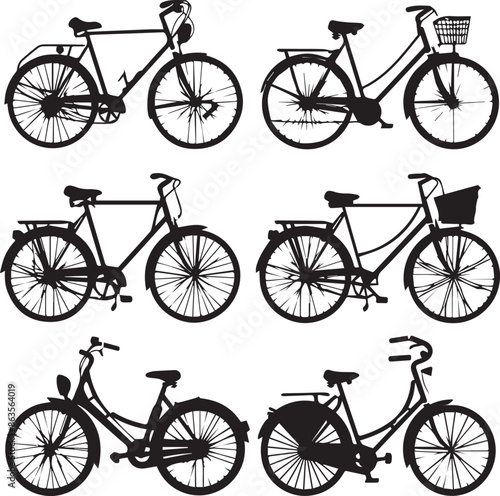 Cycle Abstract Silhouette Vector Graphics Pack